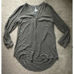 Sandra V-Neck Career Tunic Top Hi Low Hem Women's Olive Dress Size X-LARGE XL
